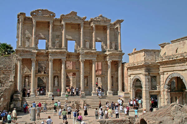 Library Of Celsus Poster featuring the photograph Ephesus, Turkey - Library of Celsus by Richard Krebs