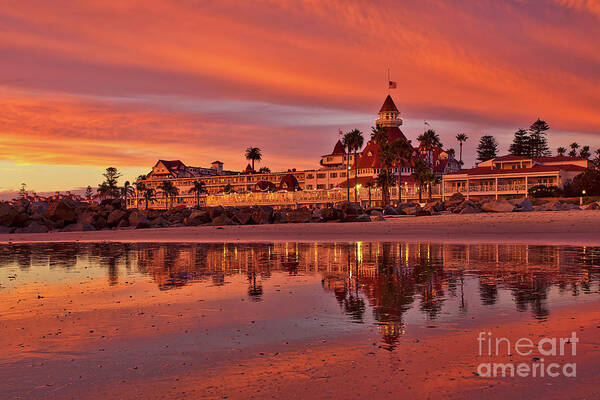 Hotel Del Coronado Poster featuring the photograph Epic sunset at the Hotel del Coronado by Sam Antonio