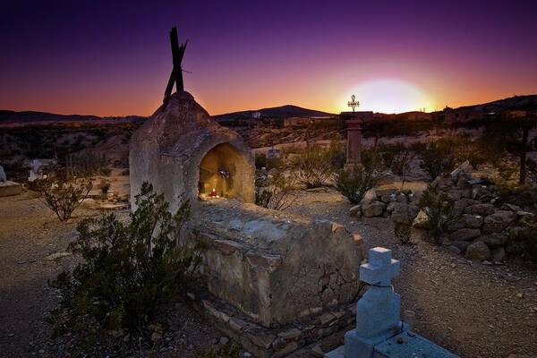 Terlingua Cemetery Poster featuring the photograph Evening in Terlingua by Linda Unger