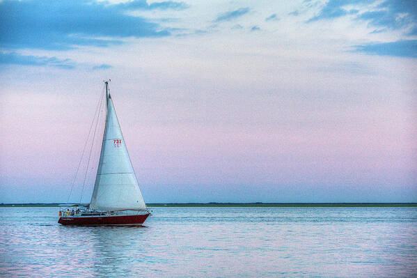 Great South Bay Poster featuring the photograph Evening Sail by Steve Gravano