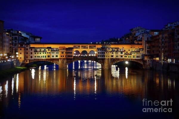 Florence Poster featuring the photograph Evening View of Ponte Vecchio by Patricia Strand
