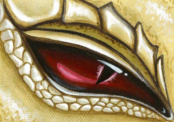 Fantasy Dragon Poster featuring the painting Eye Of Gold Dust by Elaina Wagner