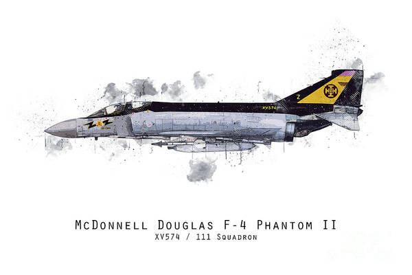 F-4 Phantom Ii Poster featuring the digital art F4 Phantom Sketch - XV574 by Airpower Art