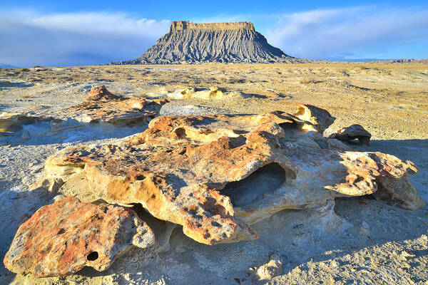 Factory Butte Poster featuring the photograph Factory Butte in the San Rafael Desert by Ray Mathis