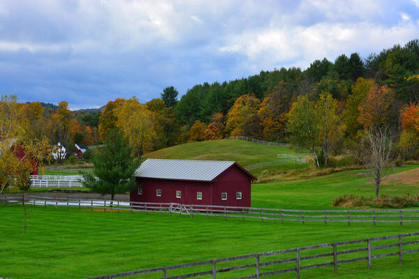 Fall Poster featuring the photograph Fall Foliage Fields and Fences at Farm by Mike Martin