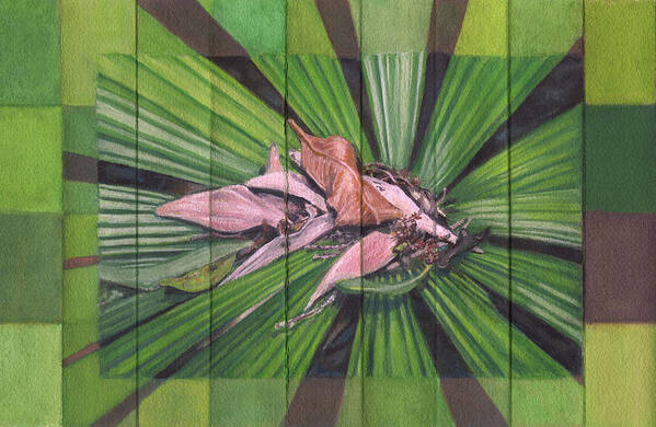 Artist Book Poster featuring the painting Fantail Palm Plateau - flat detail section by Kerryn Madsen-Pietsch