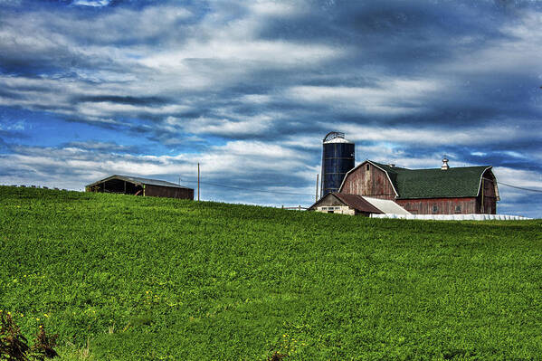 Farm Poster featuring the photograph Farm On The Hill by Cathy Kovarik