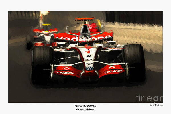Fernando Alonso - Monaco Magic Poster by Jeremy Owen - Pixels