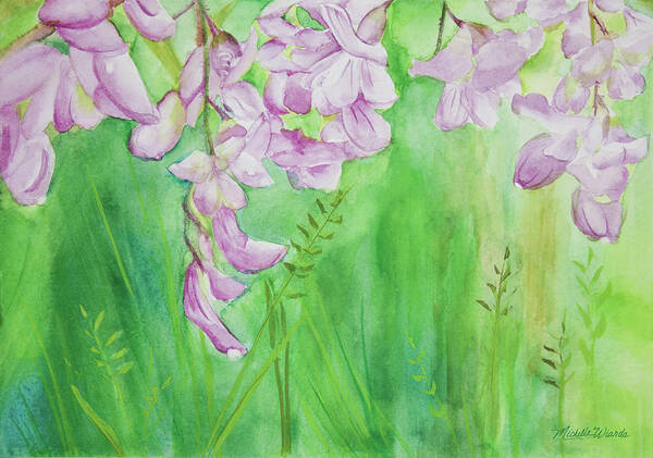 Flowers Poster featuring the painting Field of Hanging Wildflowers Watercolor Painting by Michelle Constantine