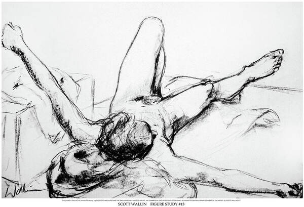 A Set Of Figure Studies Poster featuring the drawing Figure Study Thirteen by Scott Wallin