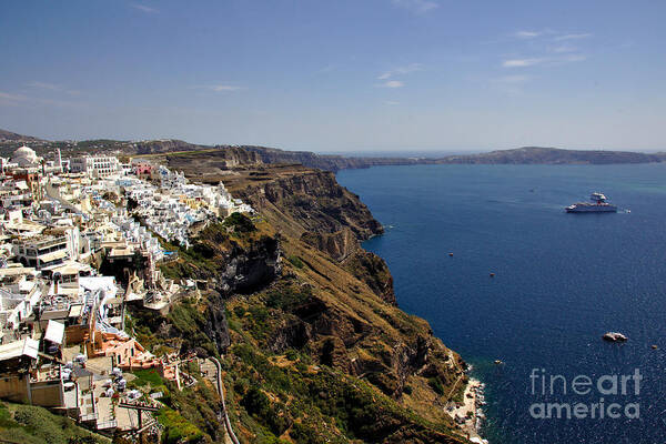 Santorini Poster featuring the photograph Fira on the Cliffs by Jeremy Hayden