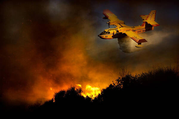 Cilento Poster featuring the photograph Fire In The National Park Of Cilento #3 by Antonio Grambone