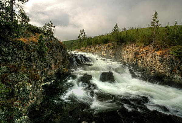Cascade Poster featuring the photograph Firehole First Fall by David Andersen