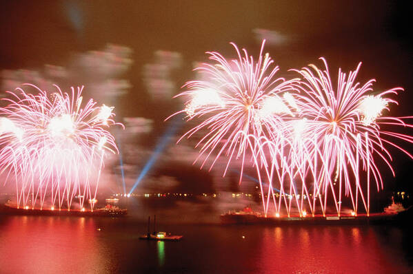 Fireworks Red Poster featuring the photograph Fireworks Red by Steve Somerville