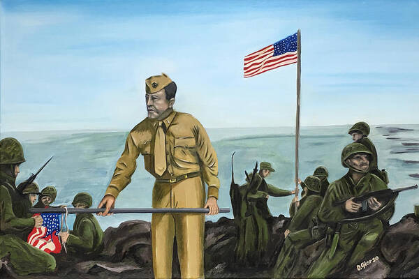  Poster featuring the painting First Flag Raising Iwo Jima by Dean Glorso