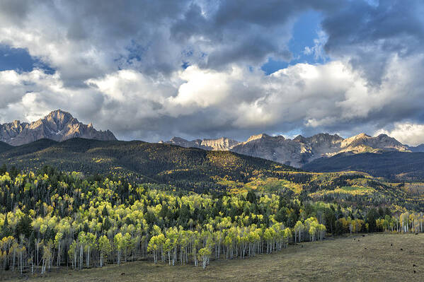 Autumn Poster featuring the photograph First Light on the Sneffels Range by Denise Bush