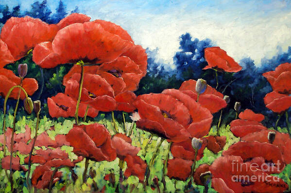 Poppies Poster featuring the painting First Of Poppies by Richard T Pranke