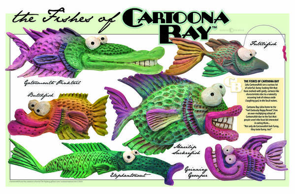 Fish Poster featuring the digital art Fishes of Cartoona Bay Poster by Tim Nyberg