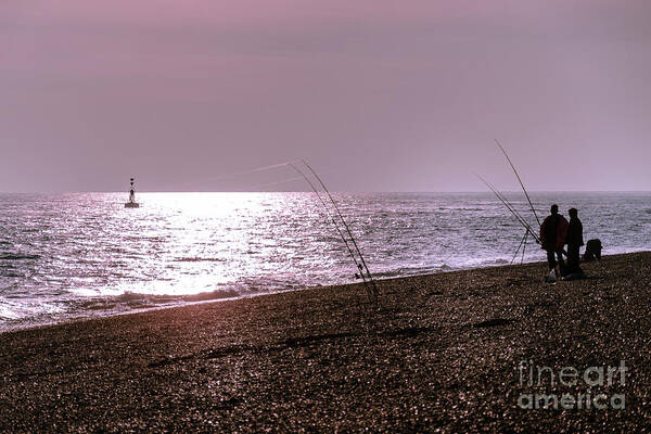 Beach Poster featuring the photograph Fishing at Sunset, Dungeness Beach by Perry Rodriguez