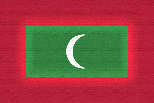 Asia Poster featuring the digital art Flag of the Maldives wall. by Roy Pedersen