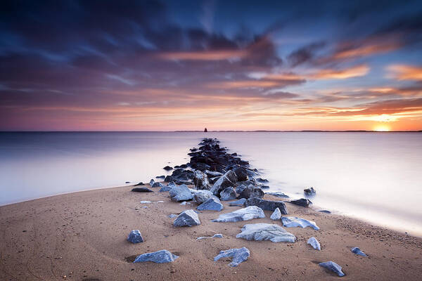 Chesapeake Bay Poster featuring the photograph Flame On The Horizon by Edward Kreis