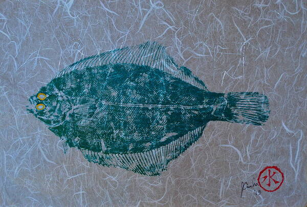 Flounder Poster featuring the mixed media Flounder - Winter Flounder - Black Back by Jeffrey Canha