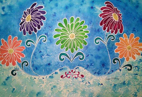 Tie Dyed Poster featuring the painting Flower Power by Susan Nielsen