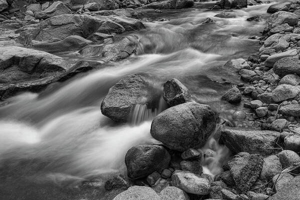 Black White Art Poster featuring the photograph Flowing Rocks by James BO Insogna