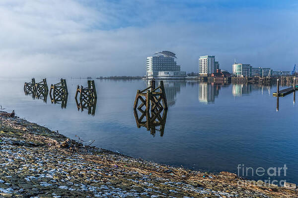 Cardiff Bay Poster featuring the photograph Fog In The Bay 1 by Steve Purnell