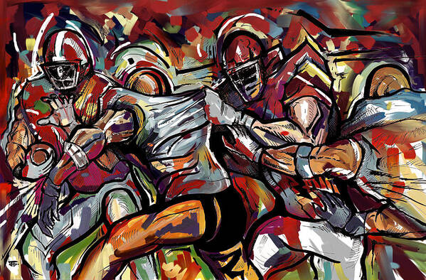 Football Poster featuring the painting FootBall Frawl by John Gholson