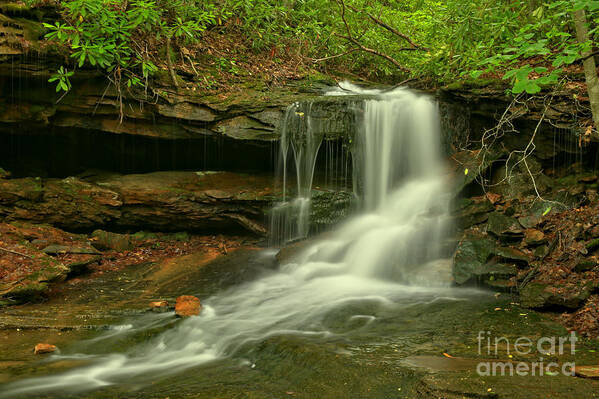 Cave Falls Poster featuring the photograph Forbes State Forest Cole Run Cave Falls by Adam Jewell