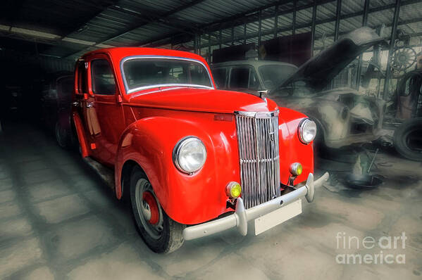Red Poster featuring the photograph Ford Prefect by Charuhas Images