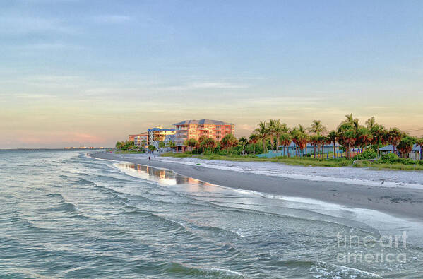 Fort Myer Beach Florida Poster featuring the photograph Fort Myers Beach Pier View 2011 by Timothy Lowry