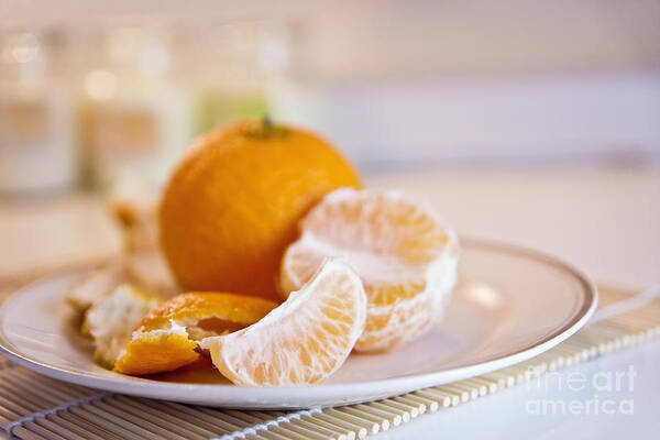 Orange Poster featuring the photograph Freshly peeled citrus by Cindy Garber Iverson