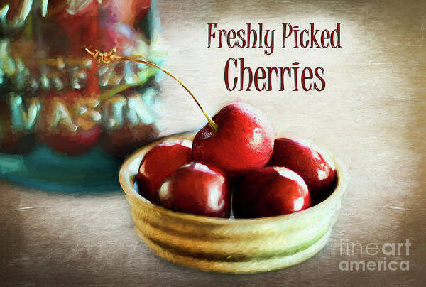 Freshly Picked Cherries Poster featuring the photograph Freshly Picked Cherries by Darren Fisher