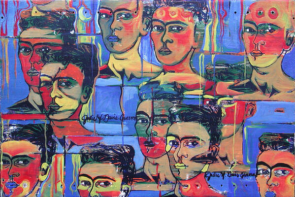 Frida Poster featuring the painting Frida Blue And Orange by Julie Davis