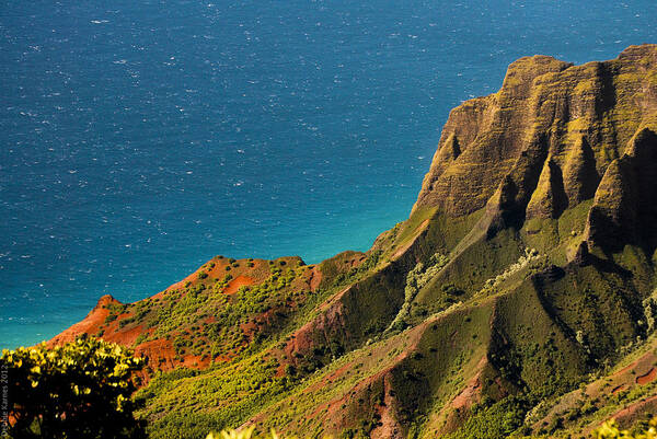 Pacific Ocean Poster featuring the photograph From the Hills of Kauai by Debbie Karnes