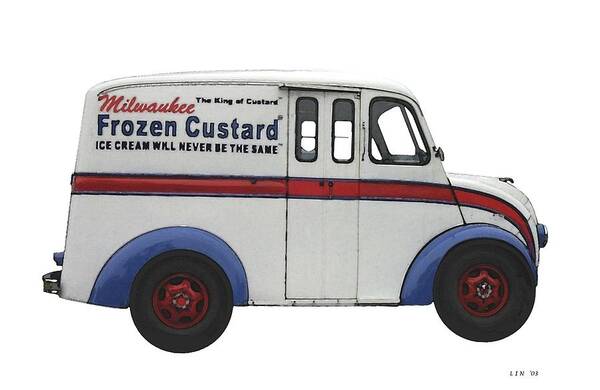 Frozen Custard Poster featuring the digital art Frozen Custard on Wheels by Lin Grosvenor