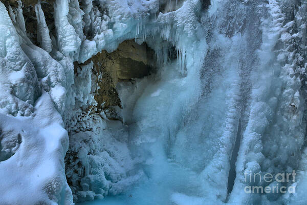 Johnston Canyon Poster featuring the photograph Frozen Falls At Johnston Canyon by Adam Jewell