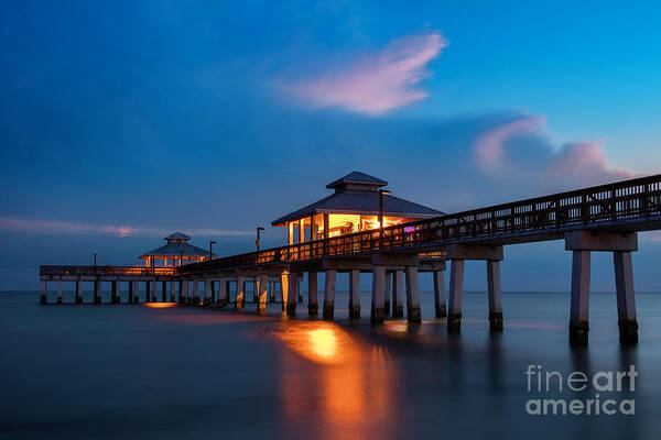 Florida Poster featuring the photograph Ft Myers Pier Twilight by Brian Jannsen