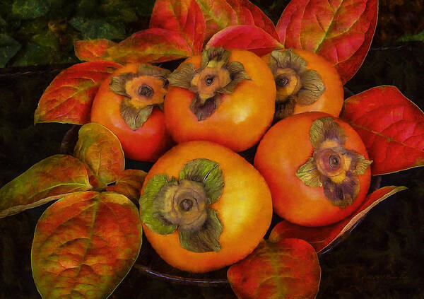 Photopainting Poster featuring the photograph Fuyu Persimmons by Brian Tada