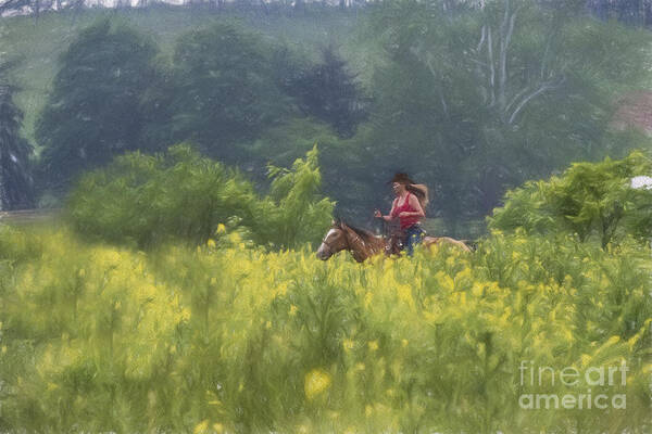 Cattle Poster featuring the photograph Galloping Through The Tall Grass by Dan Friend