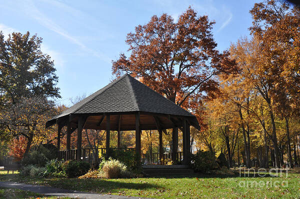 North Ridgeville Poster featuring the photograph Gazebo At North Ridgeville - Autumn by Mark Madere