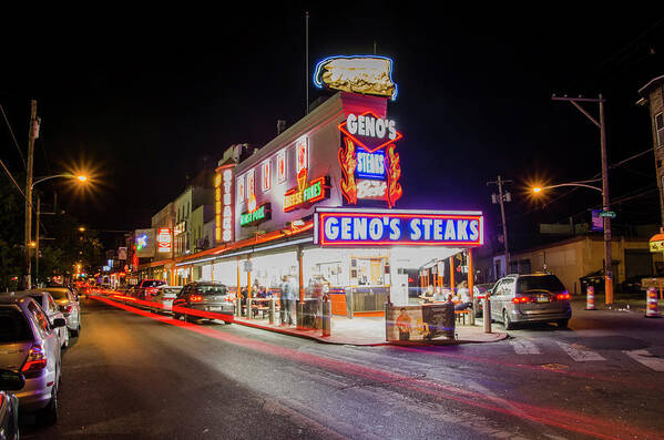 Genos Poster featuring the photograph Genos Steaks - South Philly by Bill Cannon