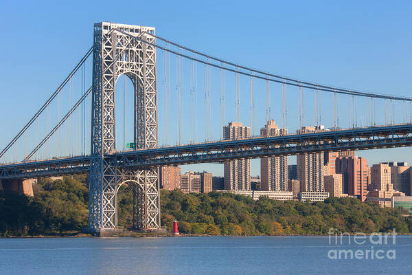 Clarence Holmes Poster featuring the photograph George Washington Bridge and Lighthouse II by Clarence Holmes