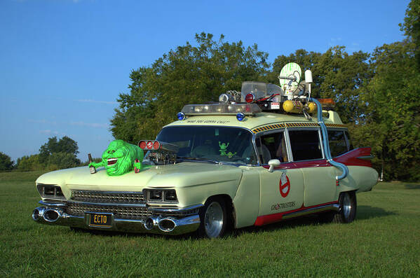 Ghostbusters Poster featuring the photograph 1959 Cadillac Ghostbusters Ambulance Replica by Tim McCullough