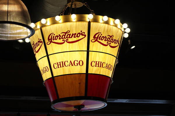 Giordano's Chicago Poster featuring the photograph Giordano's Chicago Pizza Chandelier by Colleen Cornelius