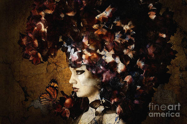  Flowers Poster featuring the digital art Girl with flower hat by Dimitar Hristov