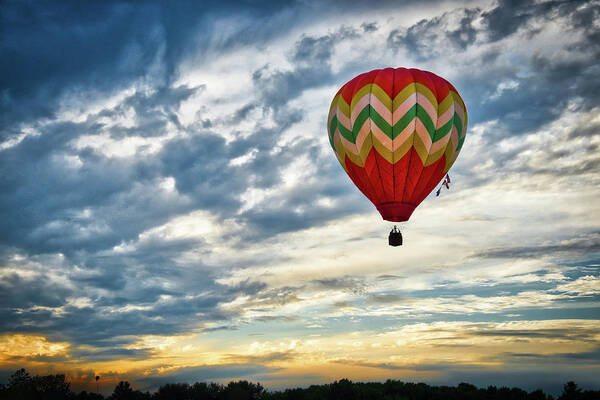 Hot Air Balloon Poster featuring the photograph Gliding Through Sunset by Neil Shapiro