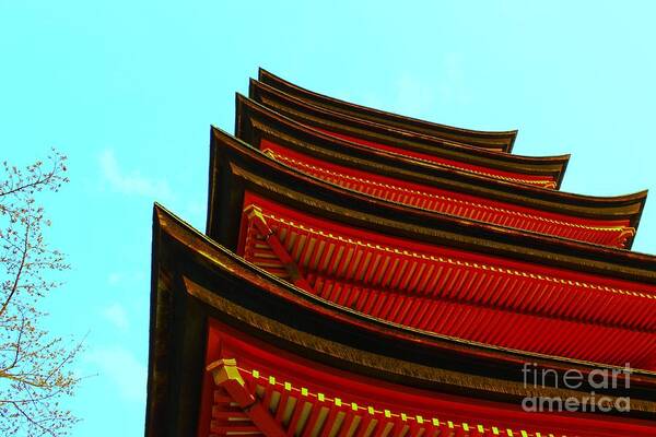 Pagoda Poster featuring the photograph Gojunoto by HELGE Art Gallery